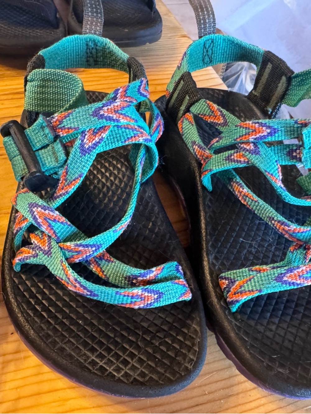 Chaco Kids Teal & Orange Patterned Outdoor Sandals
